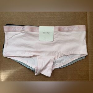 Calvin Klein Women’s Motive Cotton Boyshorts 3-Pack Sz M Black Gray Pink NWT